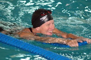 swim class working with kickboards